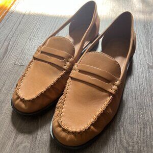 Madewell Nye Cutout Camel Brown Leather Loafer Flat